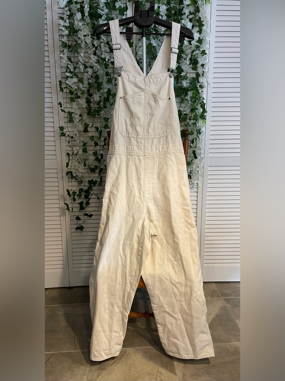 NWOT Plus Size Old Navy Cream Wide-Leg Denim Overalls